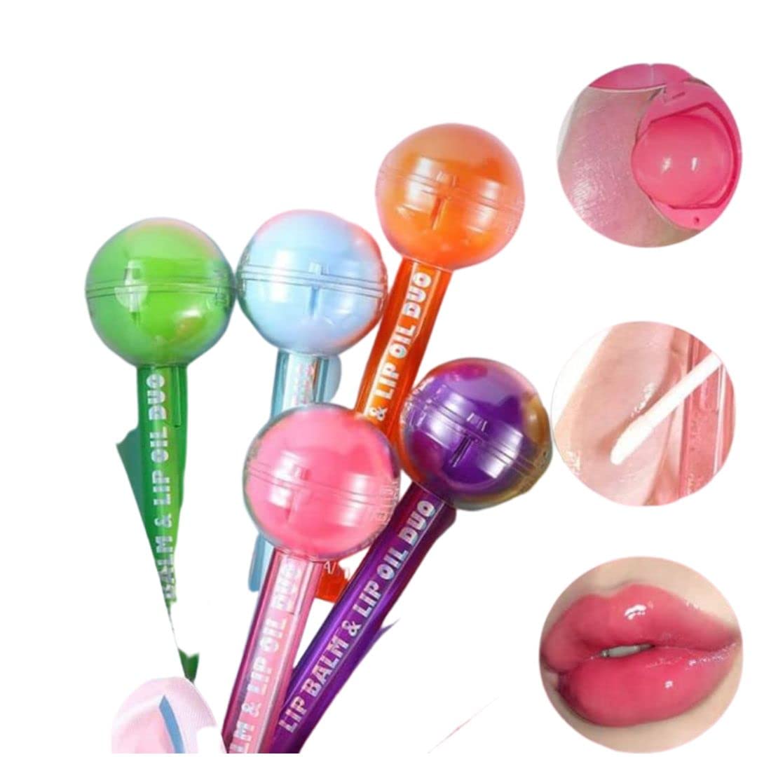 ARRX Glossy Pops Shimmer Lip Balm & Shimmer Lip Gloss 2 in 1 Lip loss (Multi color) (Pack of 5)