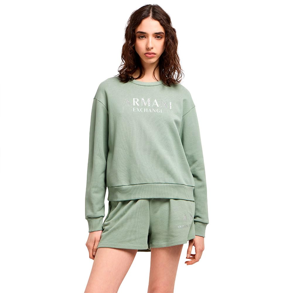 Armani Exchange Arte Sella, Sustainable, Shiny Logo Lettering Maglia di Tuta Donna (Pacco da 1)