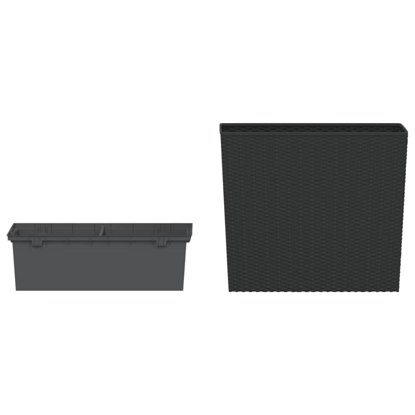 Gecheer Fioriera con Interno Rimovibile, Design Rattan Antracite 58x18x50 cm in PP, Vaso da Giardino Balcone Patio per Piante Fiori Erbe Aromatiche