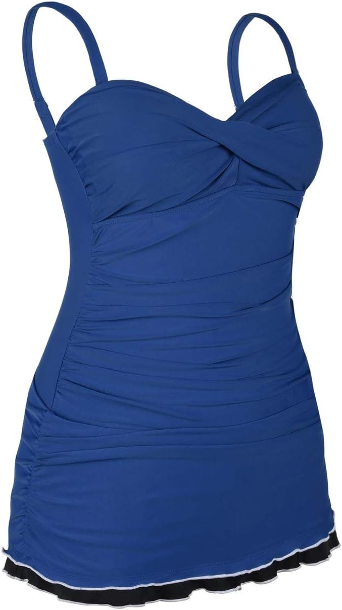 coastal rose Women's One Piece Swimsuits Ruched Ruffle Swimdress Skirted Tummy Control Swimwear