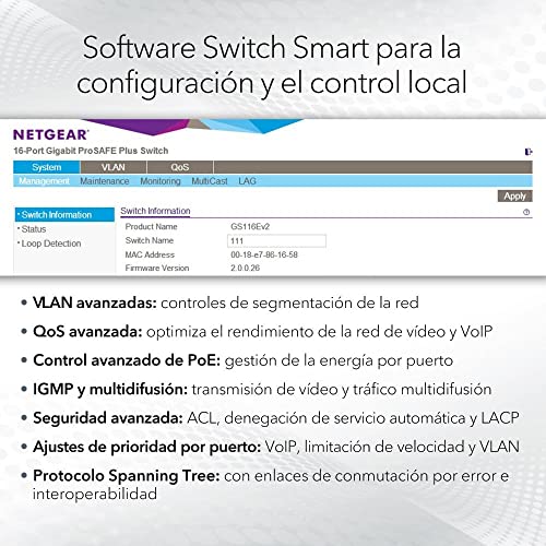 Switch PoE Gigabit NETGEAR de 10 puertos gestionado con 2 SFP y gestión Insight 3
