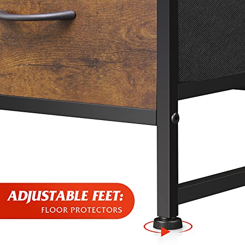 Wlive Fabric Dresser For Bedroom, 6 Drawer Double Dresser, Storage Tower With Fabric Bins, Chest Of Drawers For Closet, Living Room, Hallway, Nursery, Rustic Brown Wood Grain Print #TOP7