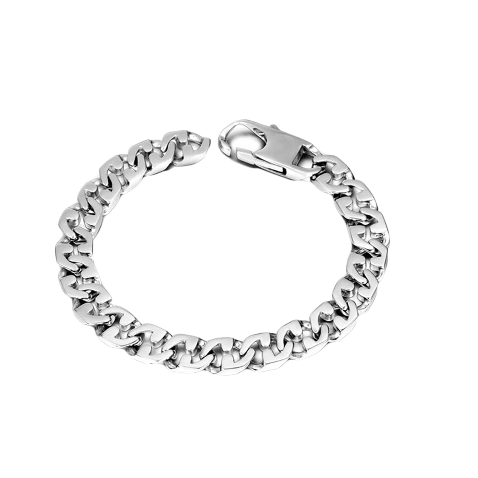 ANAZOZPulseras para Hombre Acero Inoxidable,Pulseras Hombre Punk Brazalete Hombre 20.5 cm Pulseras 8.8 mm Pulsera para Hombre de Plata