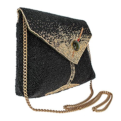 Mary Frances Olive You Beaded Crossbody Clutch – Martini Glass Motif Evening Bag with Gem Accent, Black3