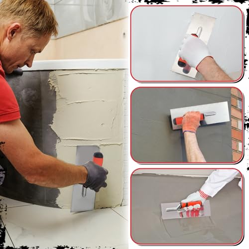 BHHTBB Edelstahl Maurerkelle 28 x10 cm Trockenbau Spachtel Glättkelle, Profi Glättekelle 280x130mm - Rostfreie Glättspachtel aus Edelstahl