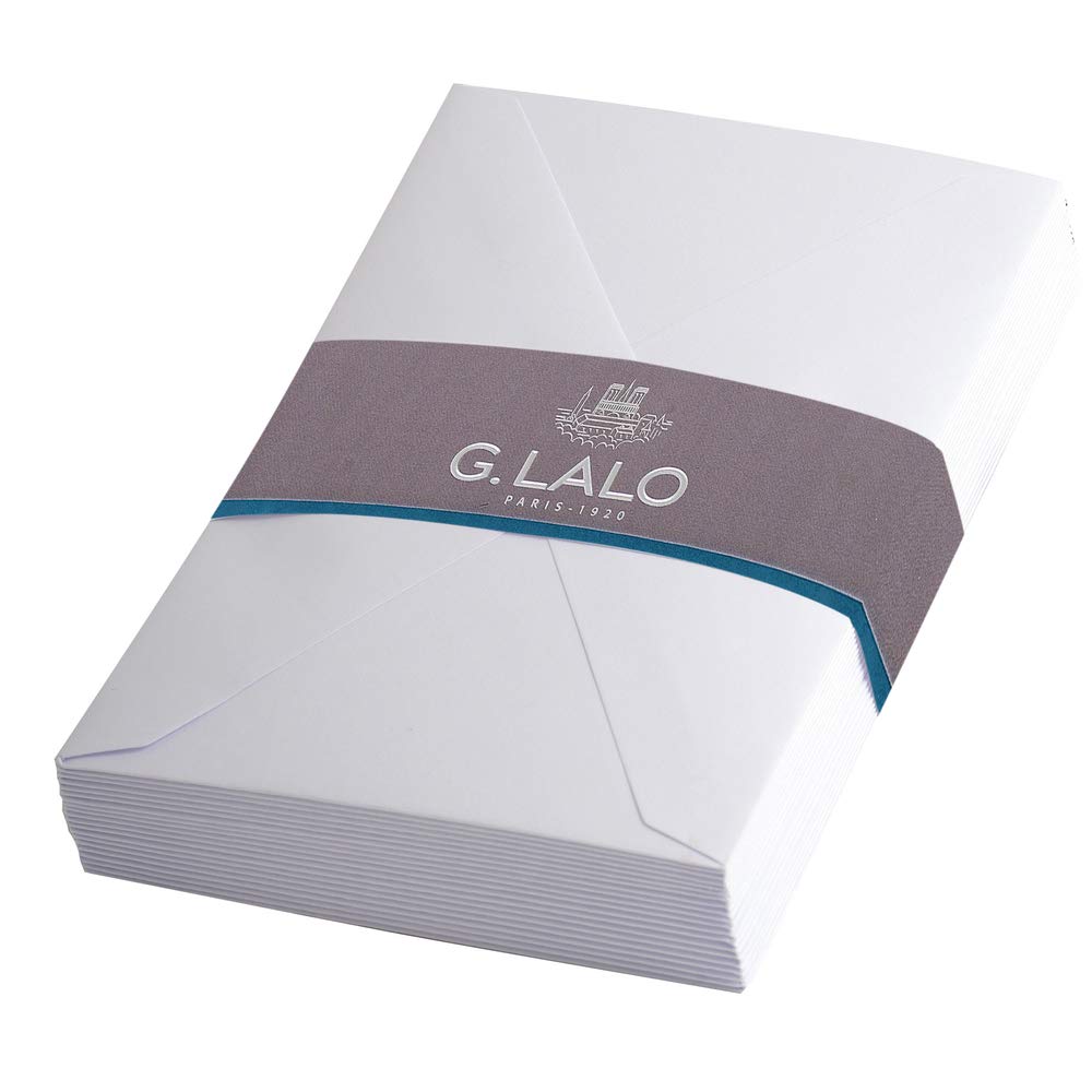 Lalo 24200L - Pack of 20 Gummed, Lined, 9x14cm Vellum Paper Visit Envelopes From France, White