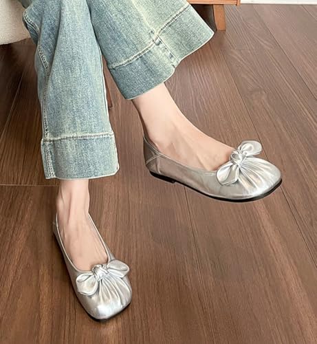 Women's Flats Dressy Casual Flats for Women Cute Bowknot Round Toe Comfortable Slip-On Dress Shoes Mary Jane Ballet Flats Walking Flat Shoes2