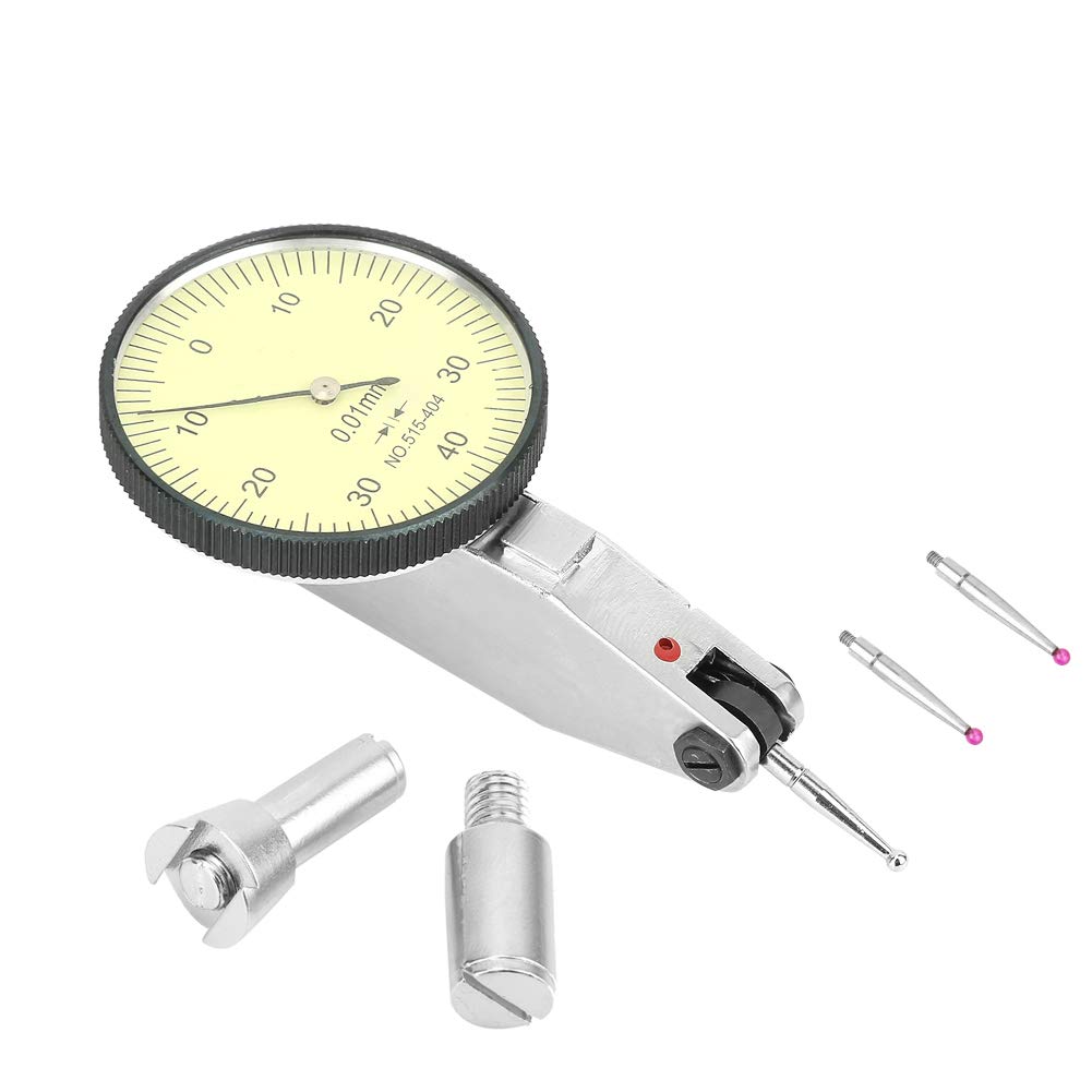 Kit indicatore di test quadrante, 0-40-0 0,01 mm Pinza a coda di rondine metrica di precisione Indicatore di test quadrante Comparatore con 2 sonde, Indicatore di quadrante(Ruby)