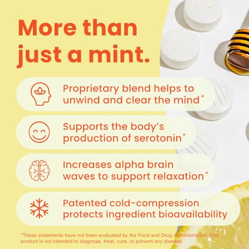 Neuro Calm & Clarity Mints - GABA L-Theanine Stress Supplement with Vitamin D3 - Non-Drowsy, Functional Calming Mints for Mood, Mental Clarity & Cognitive Function - Honey Lemon, 72 ct - Image 5