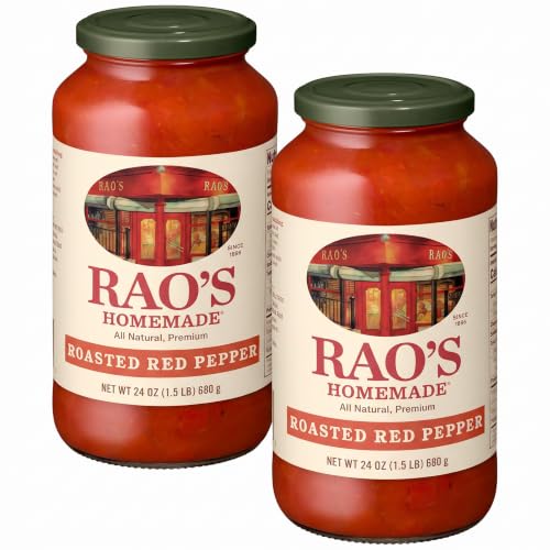 Rao's Homemade Roasted Red Pepper Pasta Sauce, 24 oz, Tomato Sauce, All Purpose, Keto Friendly, Premium Quality, Tomatoes from Italy and Red Peppers (Pack of 2)