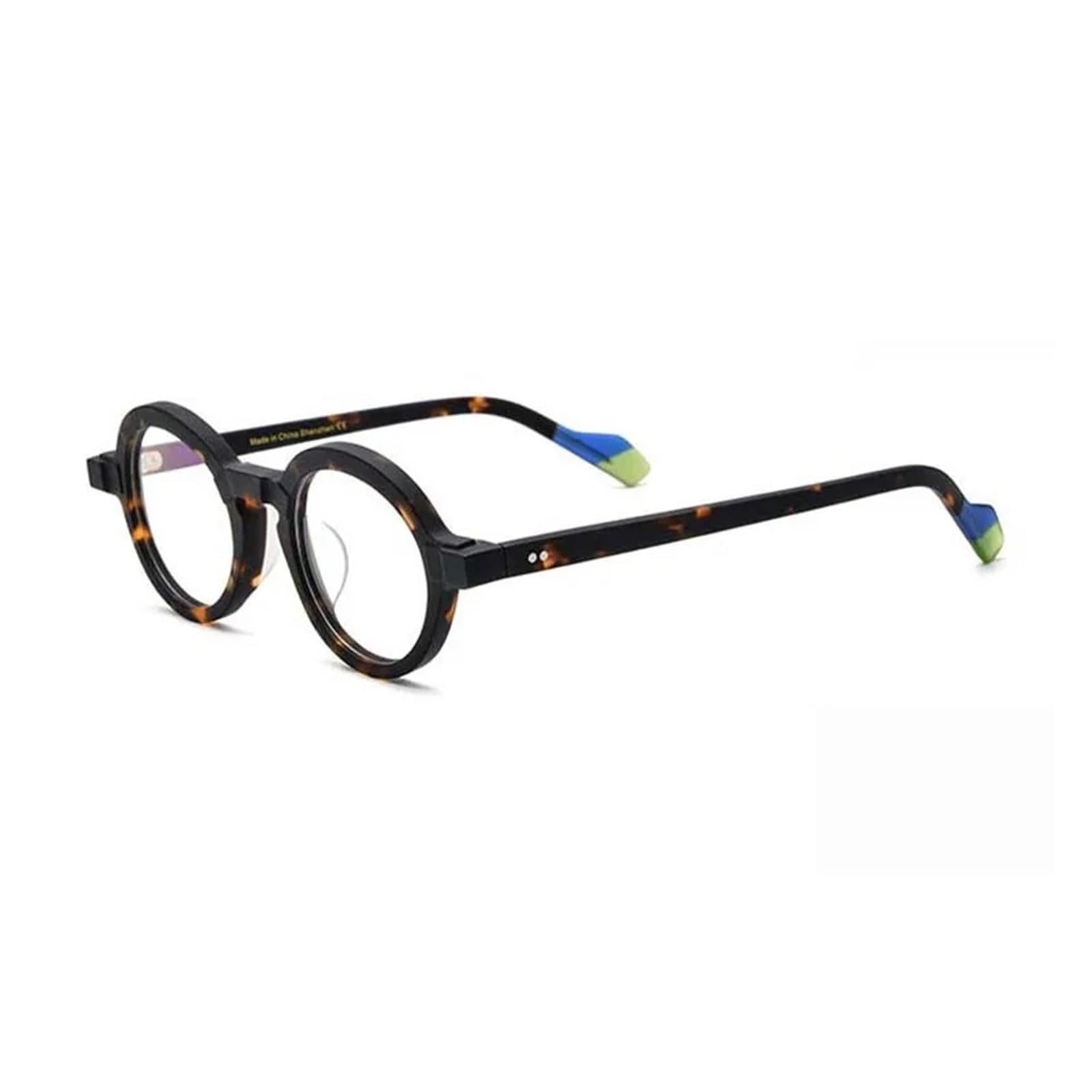 KLJUddGY Acetate Glasses Round Eyewear Frames Large Non Prescription Eyeglasses Spectacles for Computer Unisex Reading Glasses Frosted(Leopard)