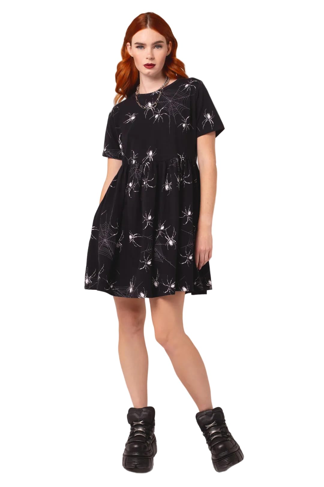 Hell Bunny Grungy Spider Mini Dress Blk