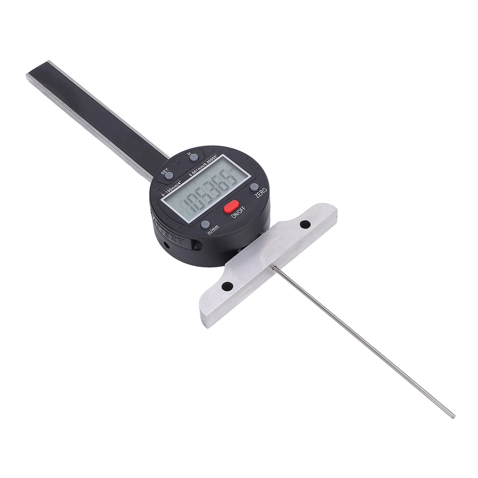 Cocoarm Medidor de Profundidad Electrónico, Medidor de Profundidad Digital con Pantalla LCD, Acero Aleado y Acero Inoxidable, Rango de 0 a 100 Mm, Precisión de 0,001 Mm, Salida USB para Carpintería y