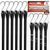 Bungee Cords Heavy Duty Outdoor 21', 10 Pack Rubber Bungee Straps with Metal S Hooks, EPDM Tarp Straps for Cargo, Canopy, All-Weather Use, 180 lbs Load