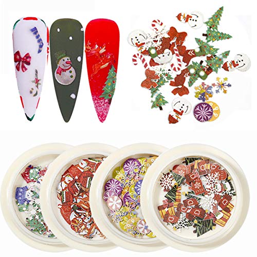 BFY Christmas Nail Art Sticker Fall Nail Decals Wood Pulp Christmas Nail Art Supplies Nail Glitter Fall Nail Art Flowers 4 Design Nail Decorations Christmas Theme Nail Stickers For Acrylic Nails