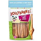 JollyBarks Baby Bully Sticks for Small Dogs (25-Pack) 6-Inch Premium Natural Single Ingredient Odor Free 6' Bully Sticks for Puppies - Grass Fed, Non-GMO Long Lasting Puppy Bully Sticks (25-Pack)