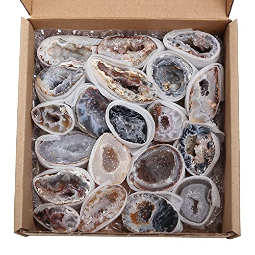 AMOYSTONE 1.1 Lbs Bulk Natural Raw Healing Crystal Cluster Agate Geode Irregular Home Decoration Gemstone Specimen