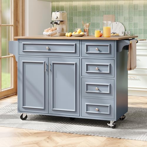 Dolamaní Moderne Kücheninsel mit Stauraum 110×45(75)×92 cm, Rollende Küchenwagen mit ausziehbarer Arbeitsplatte, Insel in die Küch für Küche, Esszimmer, Frühstücksbar (Blau) Dolamaní Moderne Kücheninsel mit Stauraum 110×45(75)×92 cm, Rollende Küchenwagen mit ausziehbarer Arbeitsplatte, Insel in die Küch für Küche, Esszimmer, Frühstücksbar (Blau)