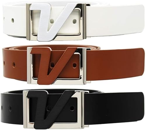 Miniatura 6 de AMBA7 Volvik Victory - Cinturón de cuero de golf, 100% auténtico, correa de cuero sólido italiano, tamaño libre hasta 42 pulgadas, blanco, negro,