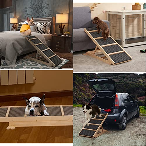 Dogs Ramps with Paw Traction Mat & NonSlip Steps, Foldable, 5 Height