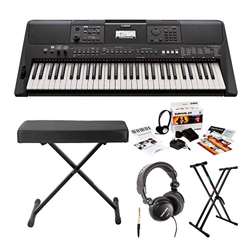 Yamaha PSRE463 61-Key Portable Keyboard with Knox Stand, Bench, Headphones and Survival Kit