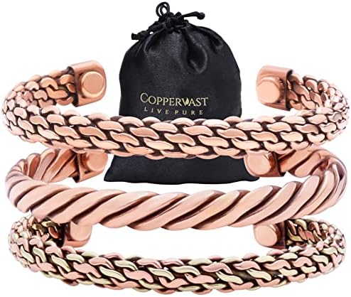 Copper Bracelets for Men- Set of 3 | Natural Relief for Arthritis | Gift Bag