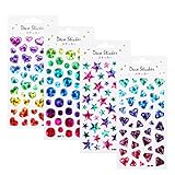 Embalaje: Recibirás 4 hojas de pegatinas de colores de corazones, estrellas, puntos y diamantes en diferentes formas y tamaños, que puedes mezclar y combinar para decorar todo tipo de cosas que quieras embellecer.
