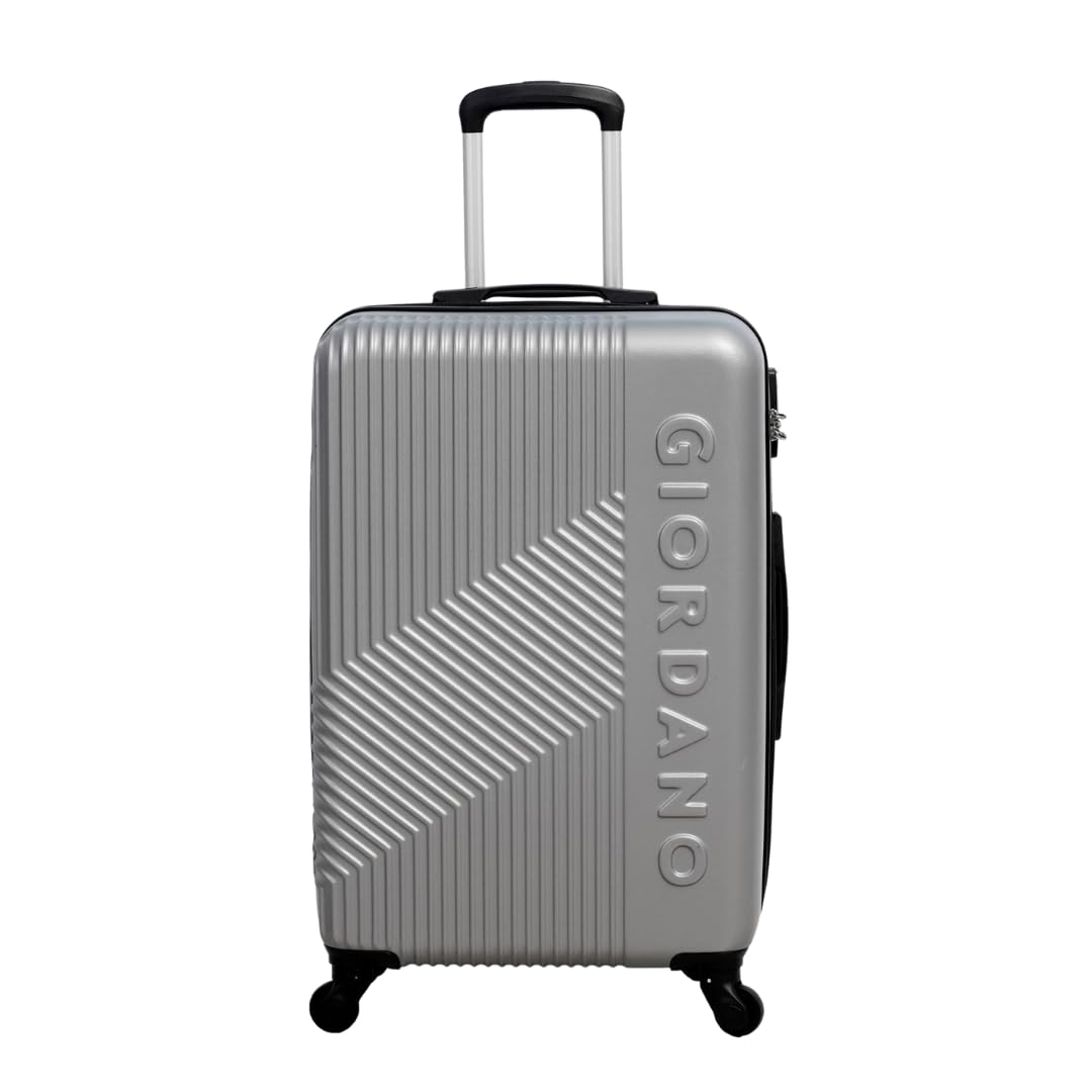 Logo Series Check-In Large Suitcase Silver, ABS Hard Shell Lightweight Durable 4 Wheels Luggage Trolley Bag 28" With Secure 3 Digit Number Lock.