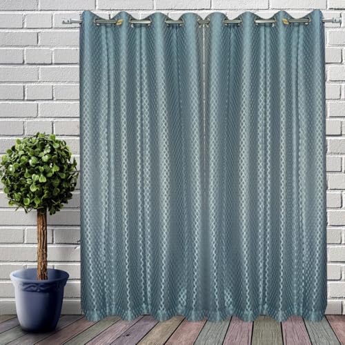 Image of Double Curtains 2 in 1 Embroidery Transparent Curtain with 80% Blackout Curtain Best for Every Interior Living Room Grommet(S Grey, 5 feet Set 2)
