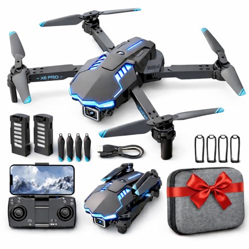 Drone avec Camera 1080P Moteur Sans Balais FPV Mini Drone pour Enfant et Debutant, Vol de 35min/Maintien D'altitude/Selfie par Geste, Jouet Cadeau pour Enfant Anniversaire Noël (Blue)
