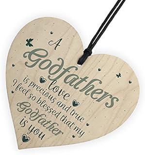 RED OCEAN Godfathers Love Wooden Heart Plaque Sign Fathers Day Christening Birthday Asking Gifts For Him