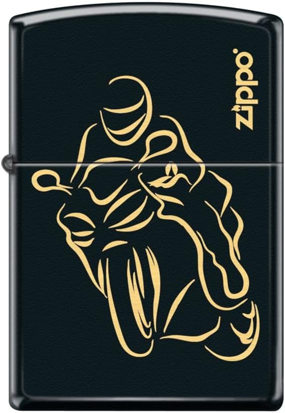 Zippo Lighter - Personalized Custom Message Engraved on Backside for Bike Motorcycle Racing Black Matte #Z5291