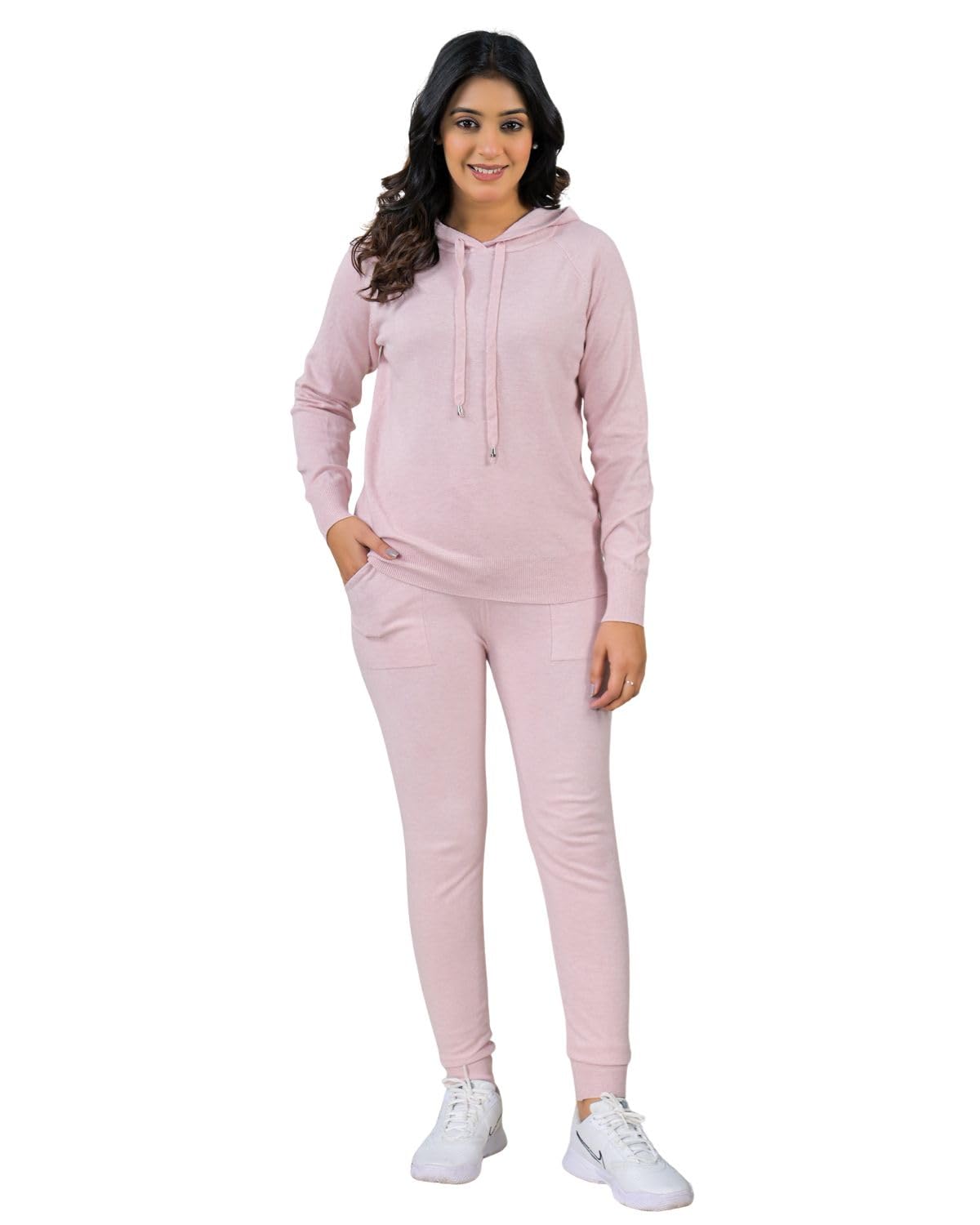 soul armor Womens Hooded Co-Ord Set with Drawstring Top & Matching Joggers(Pink-M)-picture-11