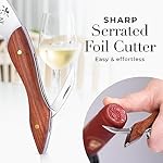 Zulay Kitchen Corkscrew Wine Opener - Premium 420 Stainless Steel & Rosewood Wine Bottle Opener - Double Hinged Opener with Foil Cutter & Cap Remover - Rosewood - Image 3