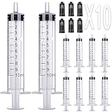 10 Pack 10ml/cc Plastic Syringe Liquid Measuring Syringe Tools Individually Sealed with Measurement...