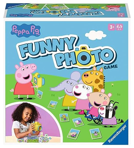 Ravensburger 20982 - Peppa Pig Funny Photo Game, Aktionsspiel mit den beliebten Figuren aus der Peppa Wutz Fernsehserie, mit handlicher Spielzeug Kamera, für 2 bis 4 Kinder ab 3 Jahren