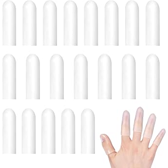 20 Finger Guards Gel Finger Cots Silicone Waterproof Thumb Protection White