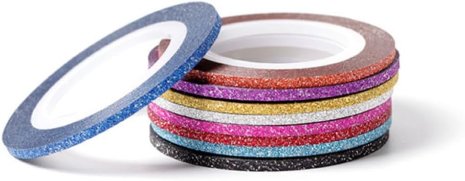 Nail Striping Tape 1mm 14pcs Glitter Adhesive Lines for Nail Art