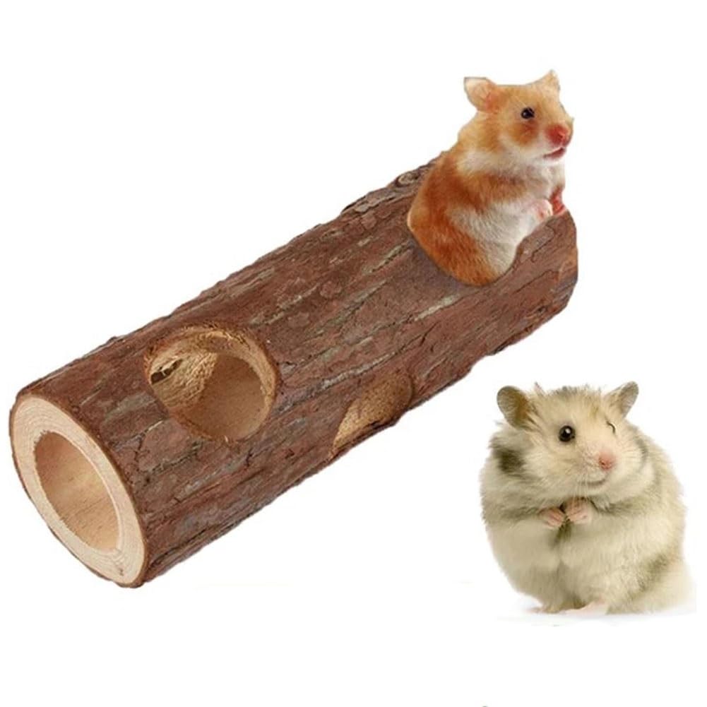 Juguete for hámster (2 Unidades), túneles de Madera Natural, Resistentes a Las mordeduras, for escondite, Molar, 15 cm,Juguetes para hámster(15cm)