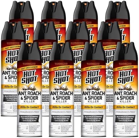 HOT SHOT Ant Roach & Spider Killer 17.5 Oz, Fragrance-Free, 12 Pack