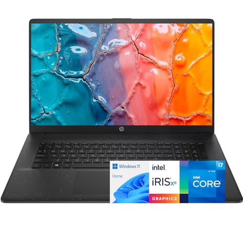 Image of HP 17.3 inch Laptop, Intel Core i7-1255U (Up to 4.7 GHz), 8GB RAM, 256GB SSD, 17.3 inch HD+ 1600 x 900 Display, Intel Iris Xe Graphics, HDMI Port, Full-Size Keyboard, Built-in Webcam, Windows 11 Home