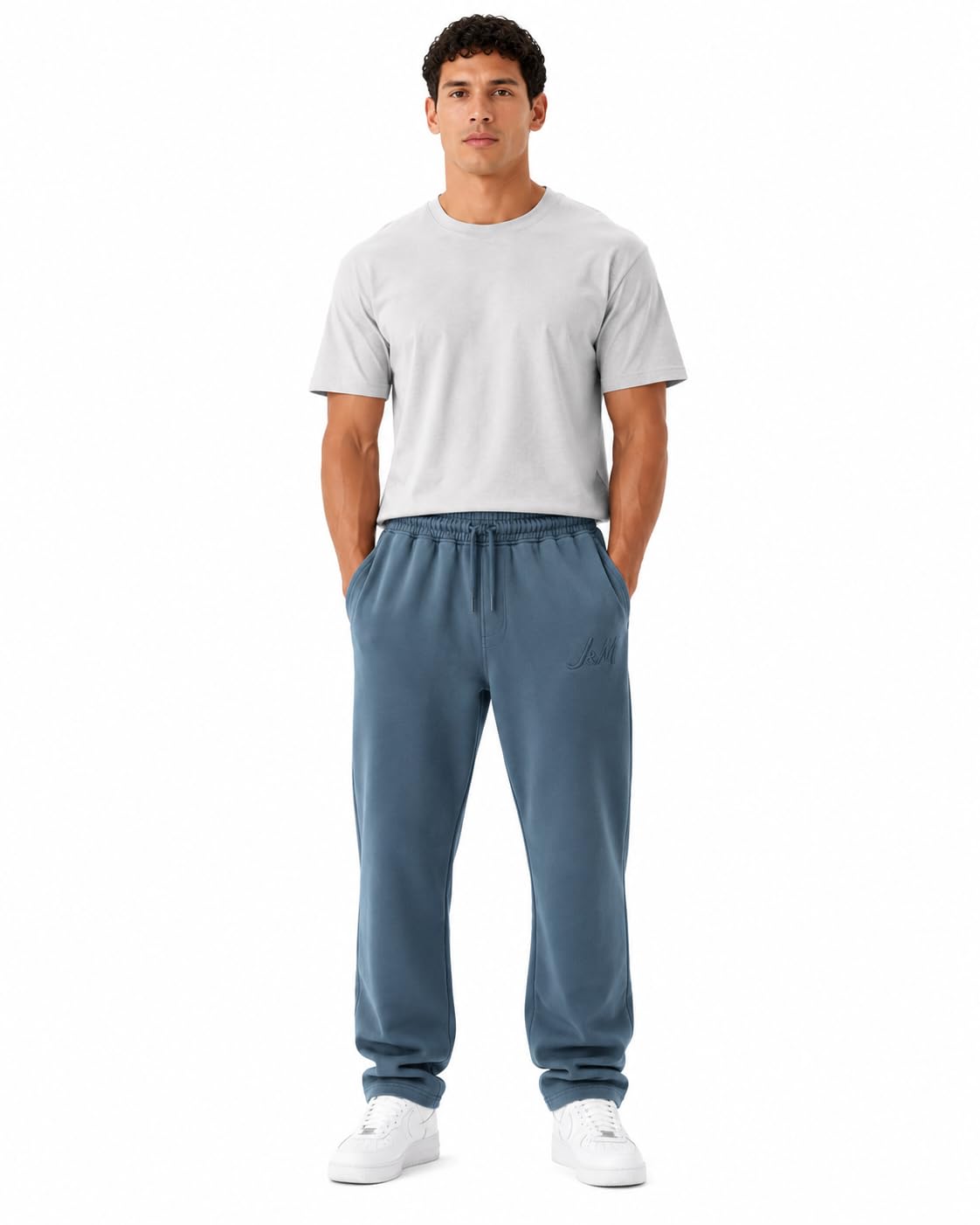 J&M Men's Slate Blue Cotton-Blend Track Pant-image-37