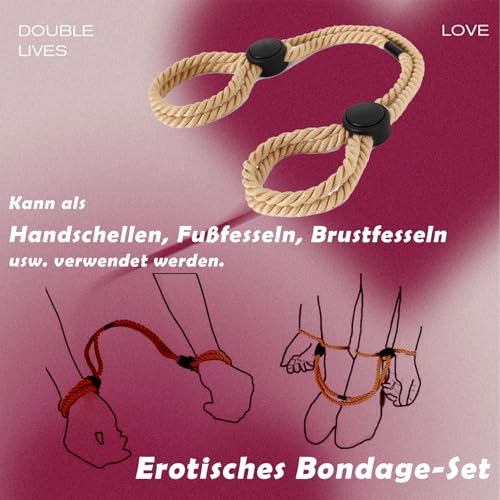 Bondageset Fessel Set Anfänger 2X Bondage Seil Sm Bondageseil Brüste Self Bondage Bettfesseln Handschellen Bettfessel Set Bdsm Bondage Seile Rope Fessel Kit für Sex Selfbondage Für Männer Frauen Paare