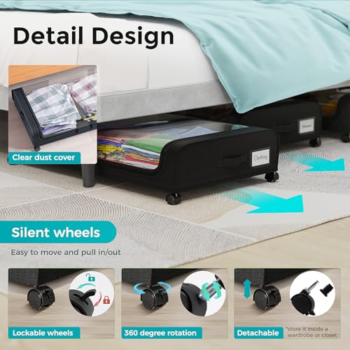 Oylik 2 Pack Under Bed Storage With Wheels, Under Bed Shoe Storage Larger Capacity With Pvc Clear Window & Label thumb #3
