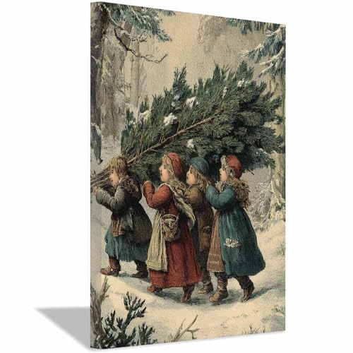 Tableau sur toile paysage hivernal pour salon et bureau déco festive CUDAOO