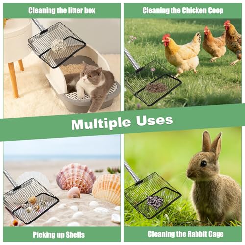 Image of Chicken Poop Scooper, 10-Inch Metal Chicken Scoop with Adjustable Handle