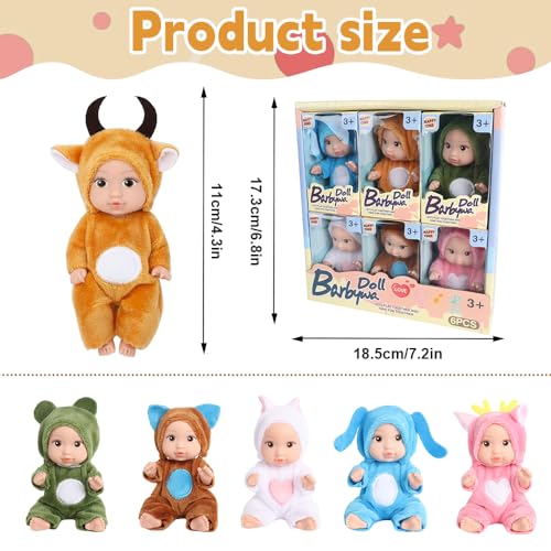 Fiotha Mini Babypuppe, 6 Stück Mini Reborn Puppen, New Born Baby Puppe, Minis Baby Puppen, Babypuppe, Minis Puppen mit Kleidung, MiniBaby Puppe, Geschenk für Mädchen, Jungen – Bild 6