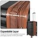 WireHot Lightweight Luggage with Spinner Wheels & YKK Zipper, 3-Piece Suitcase ABS+PC Hardside Hard Shell Luggage Set with TSA Lock, Black & Brown (20+24+28 inch)