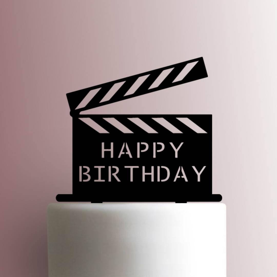 Clapper Board Happy Birthday Acrylic Cake Topper 3mm Thick Premium Laser Cut Cake Decoration for Birthday, Wedding, Baby Shower & Party Cakes Durable Reusable