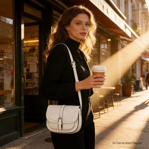Image of AFKOMST Crossbody Bags for Women,Small Saddle Purse and Boho Cross Body Handbags,Vegan Leather